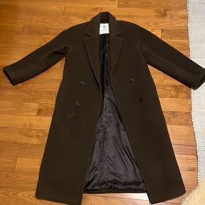 Babaton Aritzia the Slouch coat in Burnt Cedar (dark brown)